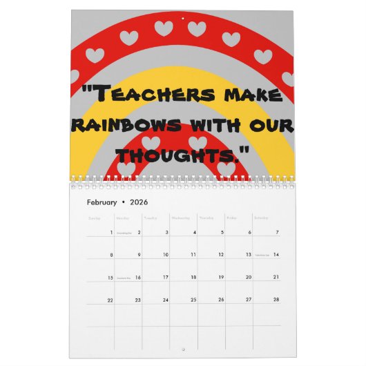 Calendrier pour les enseignants (Feb 2026)