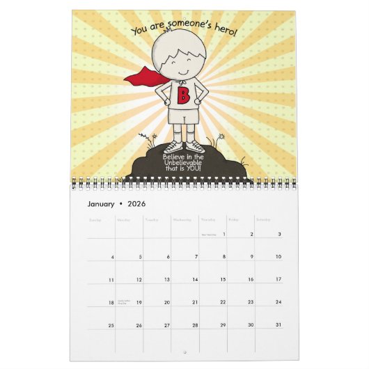 Calendrier Poursuivez vos rêves en 2024 (Jan 2026)