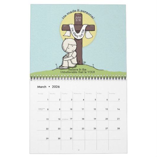 Calendrier Poursuivez vos rêves en 2024 (Mar 2026)