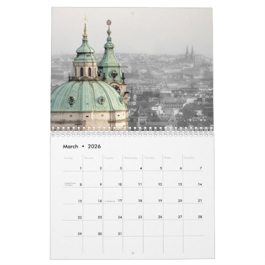 Calendrier Prague 2025 (Mar 2026)