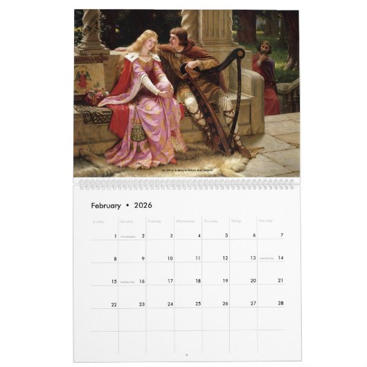 Calendrier Pre-Raphaelite Art (Feb 2026)