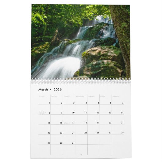 Calendrier Prés de parc national de Shenandoah grands (Mar 2026)