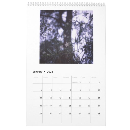 Calendrier principalement Wild (fleurs) (Jan 2026)