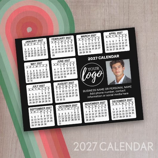 Calendrier publicitaire 2027 sur feuille de papier