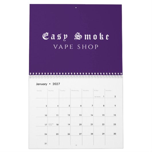 Calendrier Purple Smoke Vape Boutique (Jan 2027)