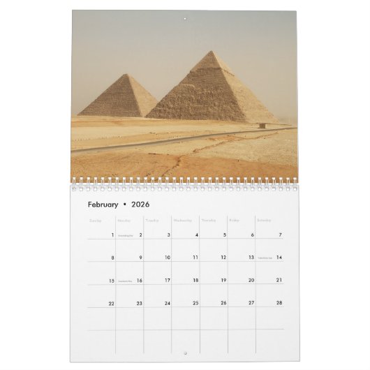 Calendrier Pyramides d'Égypte (Feb 2026)