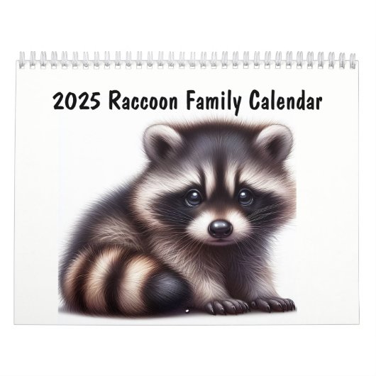 Calendrier Raccoon 2025 Animaux amusants de famille (Protection)