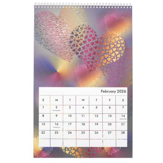 Calendrier Radiant Gradient 2020 (Feb 2026)