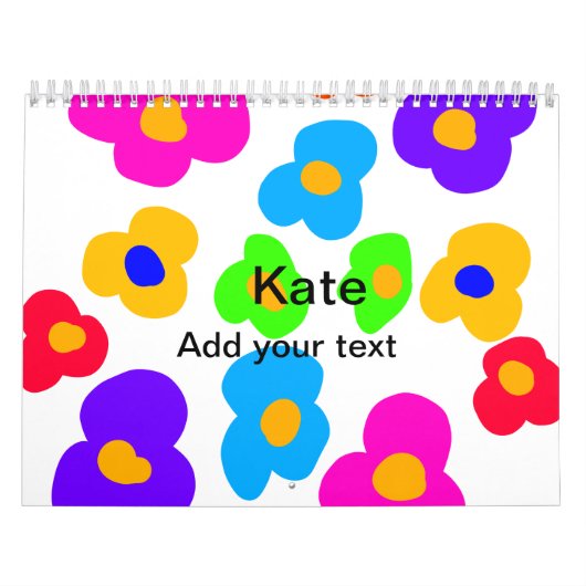 Calendrier Rainbow flower pride amour ajouter nom texte lqbtq (Protection)