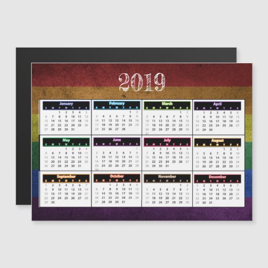 Calendrier Rainbow Mini Magnet 2019 (Devant / Derrière)