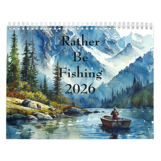 Calendrier Rather Be Fishing Watercolor Wall Calendars (2026) (Protection)