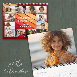 Calendrier Rayure Rétro Photo Complète Chaque Mois