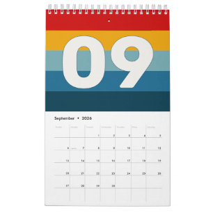 Calendrier Rayures rétro vintage colorées et grasses 