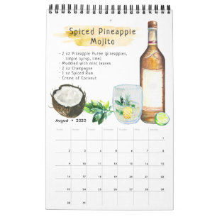 Calendrier Recettes de cocktails favorites  Aquarelle illustr