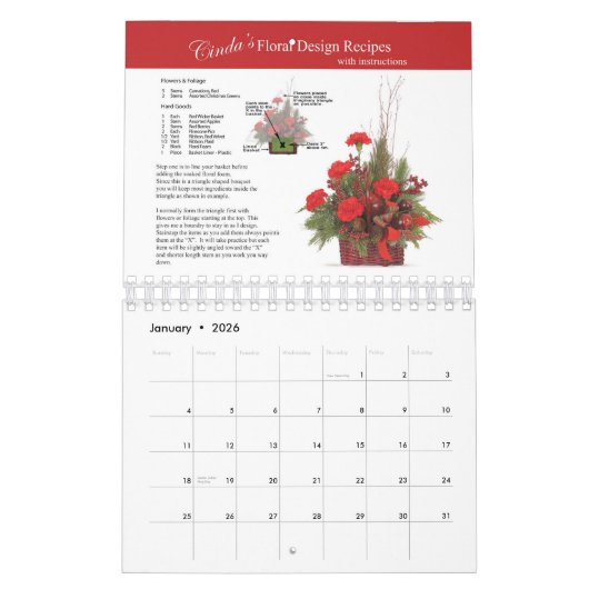 Calendrier Recettes de design floral de Cinda avec instructio (Jan 2026)