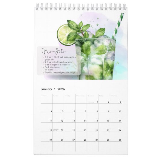 Calendrier Recettes de mocktail (Jan 2026)
