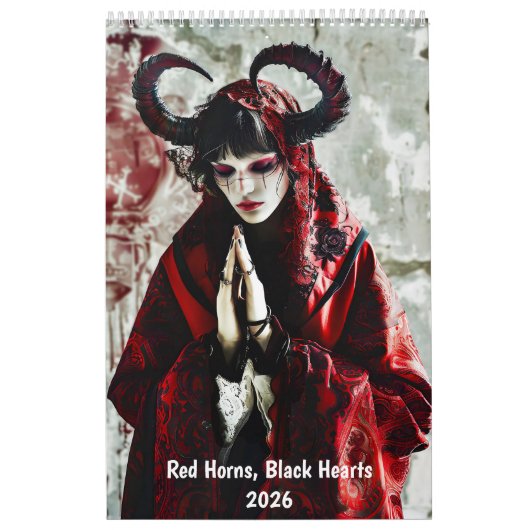 Calendrier Red Horns, Black Hearts - Gothic Style Calendar (Protection)