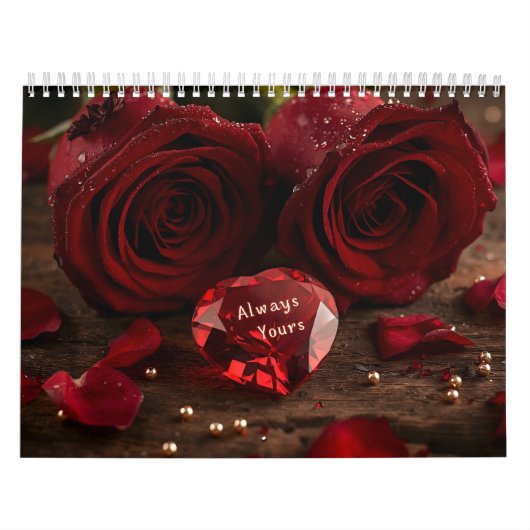 Calendrier Red Rose Romantic Valentine Couple 2026 Desk (Protection)
