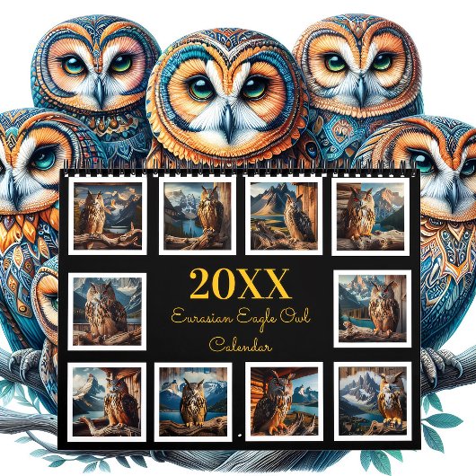 Calendrier Regal Wings : Un hibou d'aigle eurasien Année 20XX