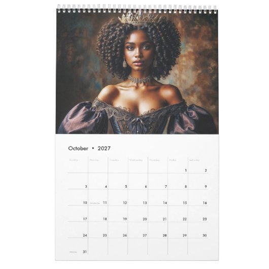 Calendrier Reines et Princesses Royales Noires (Oct 2027)