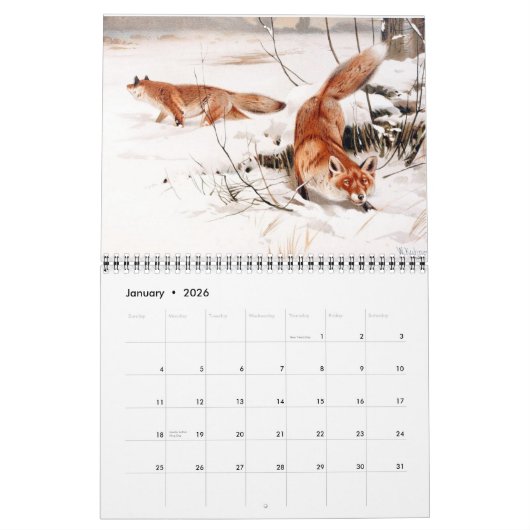 Calendrier Renards dans l'art (Jan 2026)