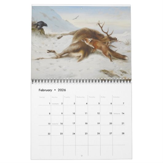 Calendrier Renards dans l'art (Feb 2026)