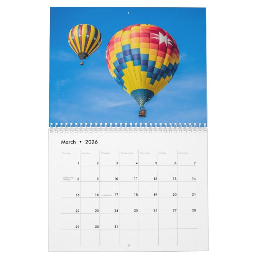 Calendrier Reno Balloon 2025 Calender (Mar 2026)