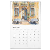Calendrier Restaurant italien 2026 aquarelle original (Mar 2027)