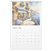 Calendrier Restaurant italien 2026 aquarelle original (Feb 2026)
