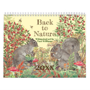 Calendrier Retour à la nature Illustrations d'animaux Mignons