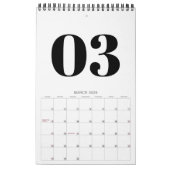 Calendrier Retro Black and White Typography No Photo 2026 (Mar 2026)
