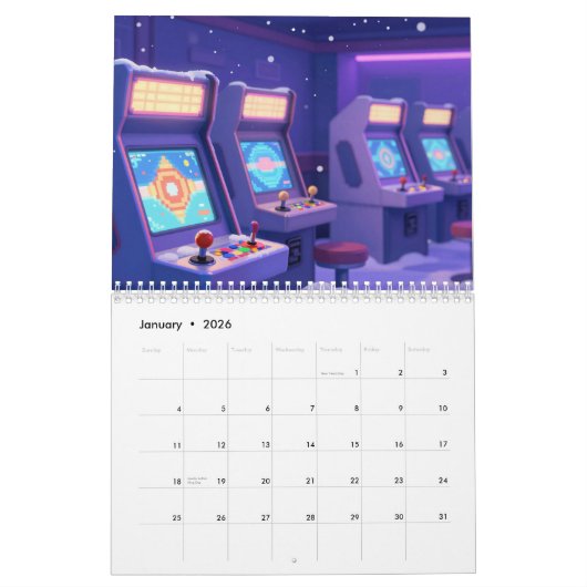 Calendrier Retro Gaming 2026 Calendar (Jan 2026)