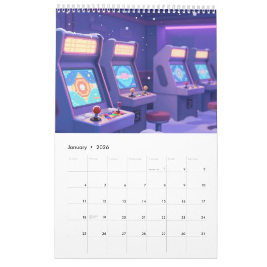 Calendrier Retro Gaming 2026 Calendar (Jan 2026)
