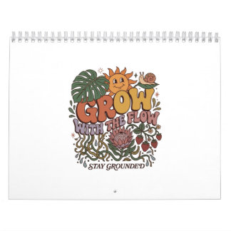 Calendrier Retro Grow With The Flow Spiral Notebook | Boho Na