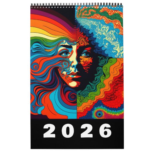 Calendrier Retro Sixties Psychedelic Art 2026 (Protection)