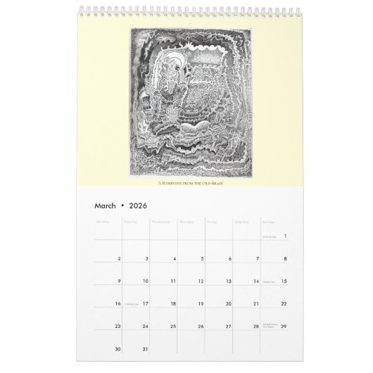 Calendrier rétrocérébral IV 2024, page unique (Mar 2026)