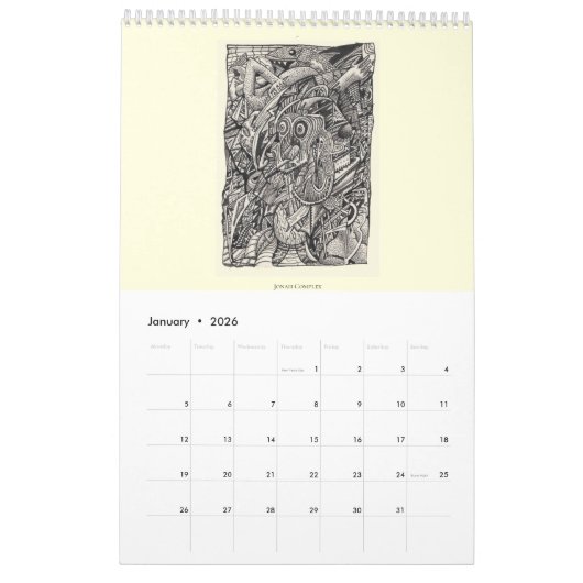 Calendrier rétrocérébral IV 2024, page unique (Jan 2026)