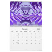 Calendrier Rêves arc-en-ciel à fleurs violettes (Feb 2026)