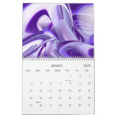 Calendrier Rêves de neige violette, Imaginaire Abstrait 3D Ar (Jan 2026)
