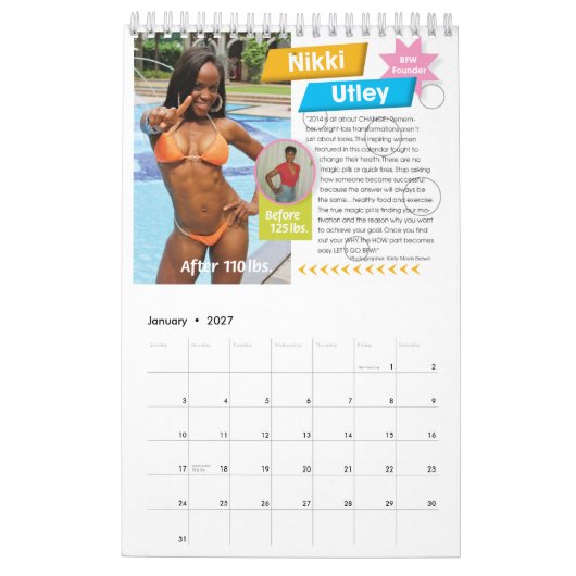 Calendrier rêveur de corps de femmes noires de (Jan 2027)