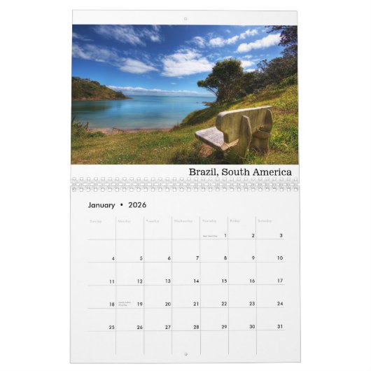 Calendrier rêveur de destinations (Jan 2026)