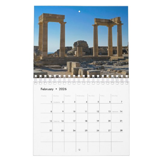 Calendrier Rhodes, Grèce 2026 (Feb 2026)