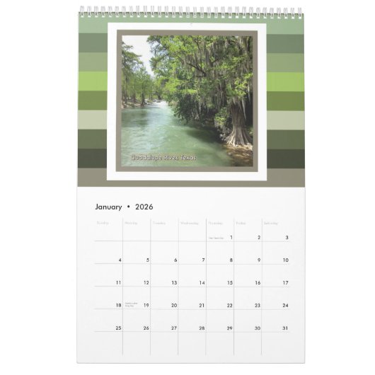 Calendrier Rivière Guadalupe en Gruene, Texas (Jan 2026)
