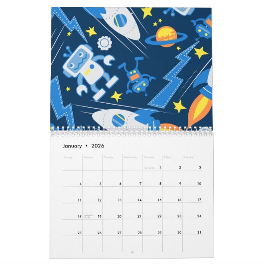 Calendrier Robot spatial (Jan 2026)