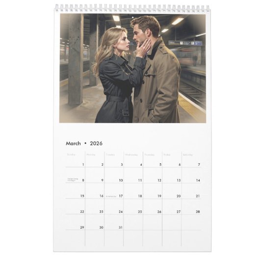 Calendrier Romantic Couples Calendar 2026 02B (Mar 2026)
