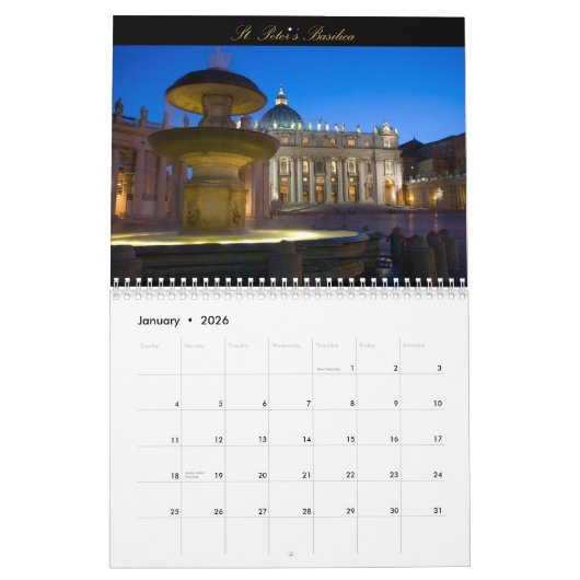 Calendrier romantique de Rome 2010 (Jan 2026)