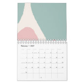 Calendrier rose avec art abstrait (Feb 2027)