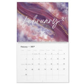 Calendrier Rose blanche bleu marbre Parties scintillant d'aqu (Feb 2027)