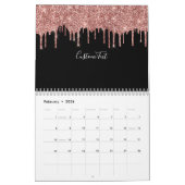 Calendrier Rose Chic Parties scintillant or Blush Monogramme  (Feb 2026)