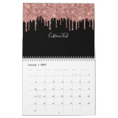 Calendrier Rose Chic Parties scintillant or Blush Monogramme  (Jan 2027)